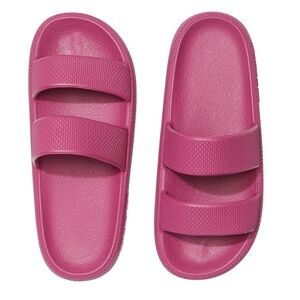 PINK Victoria Secret Double Strap Pillow Slides In Red Violet Medium 7/8